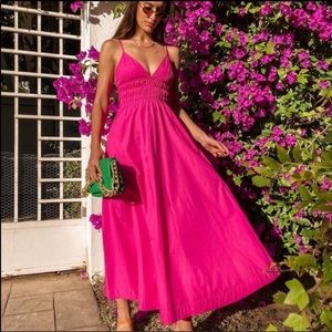 NWT ZARA Voluminous Fuchsia Pink Poplin Dress